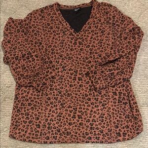 Women's Leopard Print Top - rust/black